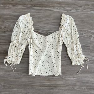 Polka Dot Puff Sleeve Blouse